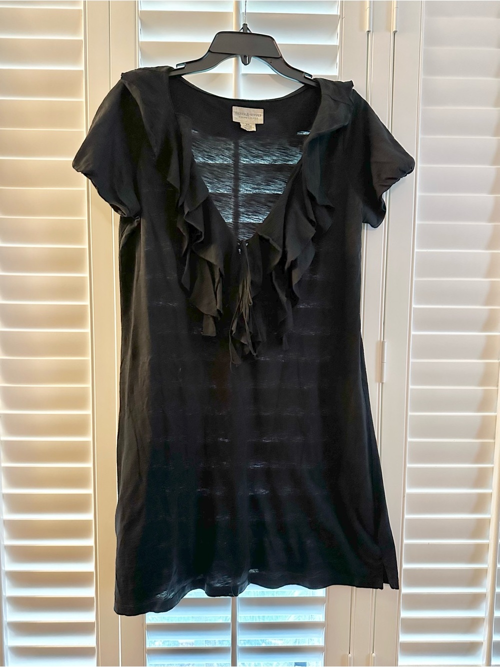 Denim & Supply Ralph Lauren Boho Black Ruffled Front T-Dress M